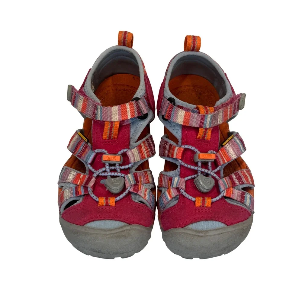 KEEN Seacamp II CNX Kids Sandals Pink Orange Striped Water Shoes Size 12 1016427